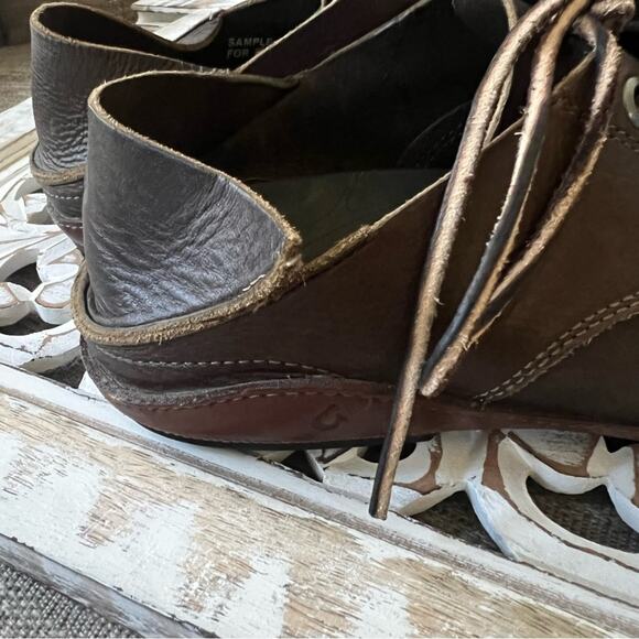 Olukai Men’s Brown Leather Oxford Boat Loafers Shoes 10 main image 7